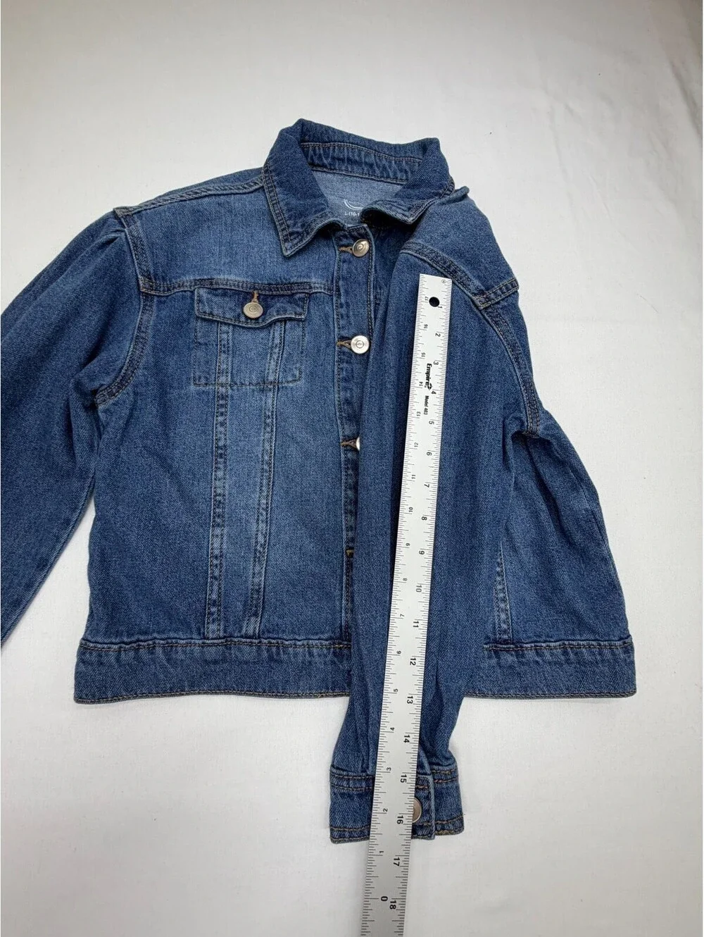 Wonder Nation Girl's Jacket Denim Pocket Collared Solid Button Size L Blue NWOT